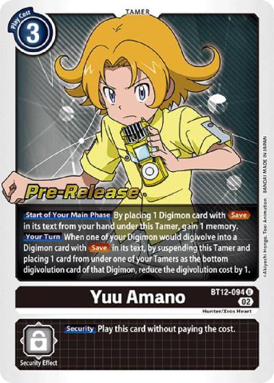 Yuu Amano BT12-094 U Across Time Pre-Release Cards Digimon card