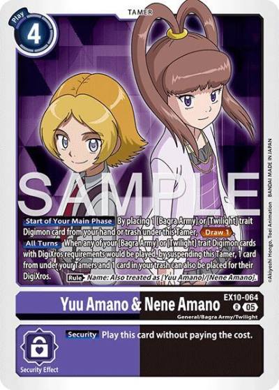 Yuu Amano and Nene Amano EX10-064 R Sinister Order Digimon card