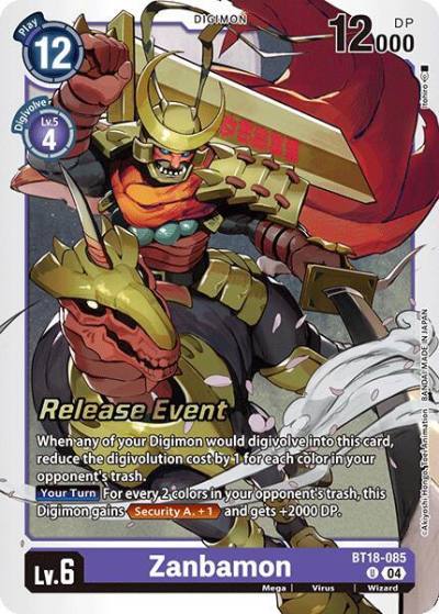 Zanbamon BT18-085 U Release Special Booster 2.0 Celebration Event Cards Digimon card