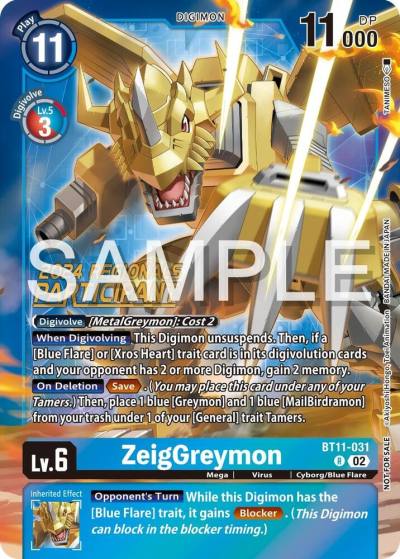 ZeigGreymon 2024 Regionals Participant BT11-031 R Dimensional Phase Digimon card