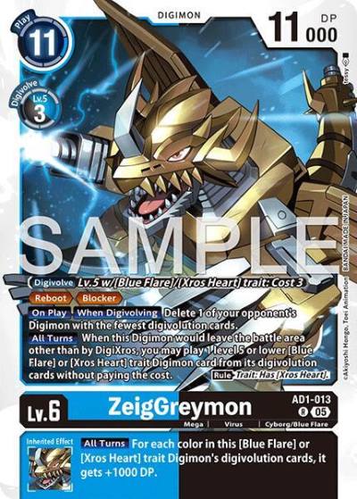 ZeigGreymon AD1-013 R Advanced Booster Digimon Generation Digimon card