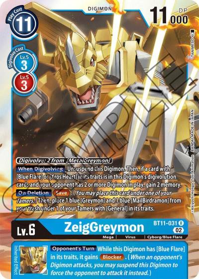 ZeigGreymon BT11-031 R Dimensional Phase Digimon card