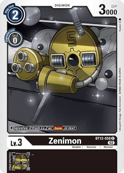 Zenimon BT12-058 C Across Time Digimon card