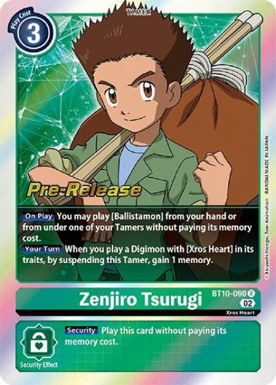 Zenjiro Tsurugi BT10-090 R Xros Encounter Pre-Release Cards Digimon card