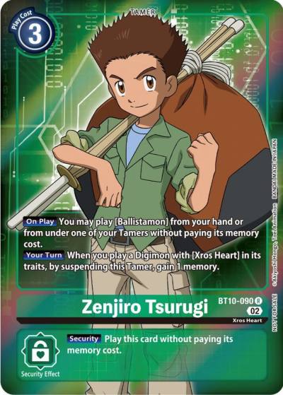 Zenjiro Tsurugi Box Topper BT10-090 R Xros Encounter Digimon card