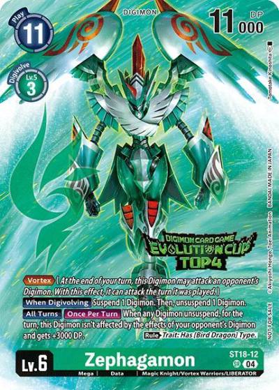 Zephagamon August 2024 Evolution Cup Top 4 ST18-12 SR Starter Deck 18: Guardian Vortex Digimon card