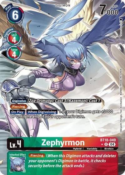 Zephyrmon Alternate Art BT18-049 R Release Special Booster 2.0 Digimon card