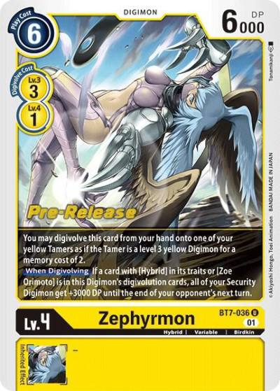 Zephyrmon BT7-036 U Next Adventure Pre-Release Cards Digimon card
