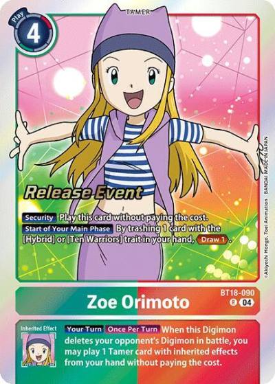 Zoe Orimoto BT18-090 R Release Special Booster 2.0 Celebration Event Cards Digimon card