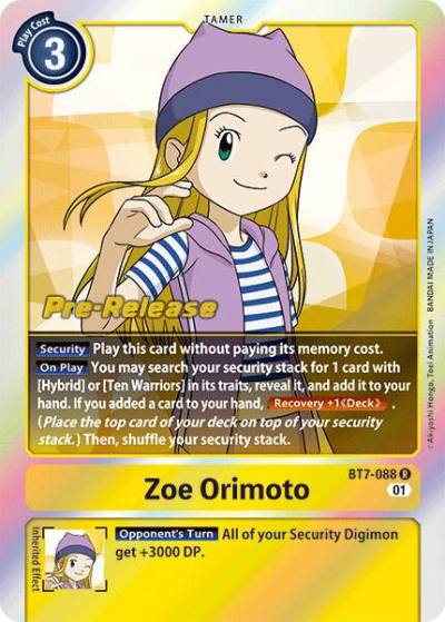 Zoe Orimoto BT7-088 R Next Adventure Pre-Release Cards Digimon card