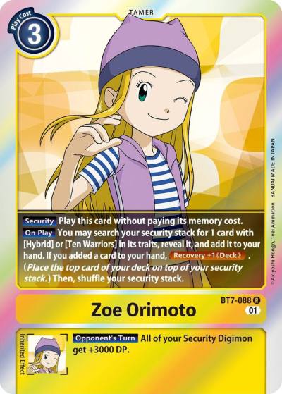 Zoe Orimoto BT7-088 R Next Adventure Digimon card