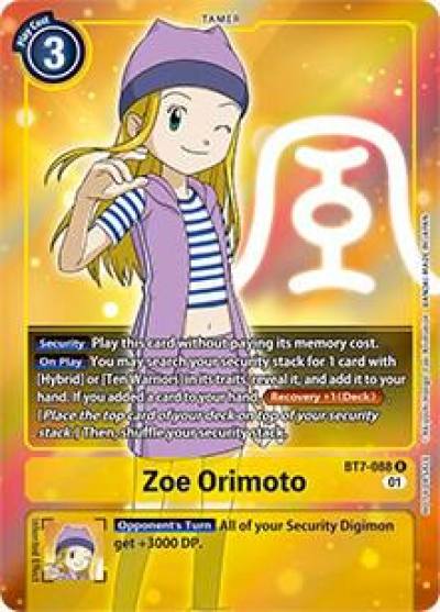 Zoe Orimoto Box Topper BT7-088 R Next Adventure Digimon card