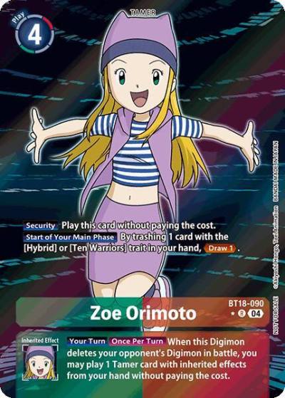 Zoe Orimoto Release Special Booster 20 Box Promotion Pack BT18-090 R Release Special Booster 2.0 Digimon card