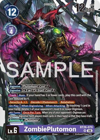 ZombiePlutomon BT26-079 SR Timeless Bonds Digimon card