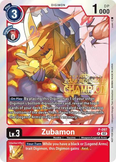 Zubamon 2024 Regionals Champion P-097 P Digimon Promotion Cards Digimon card