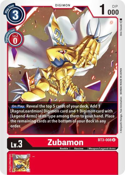 Zubamon BT3-008 U Release Special Booster 1.5 Digimon card