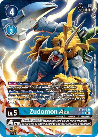 Zudomon ACE English Exclusive Alternate Art BT14-026 SR Blast Ace Digimon card